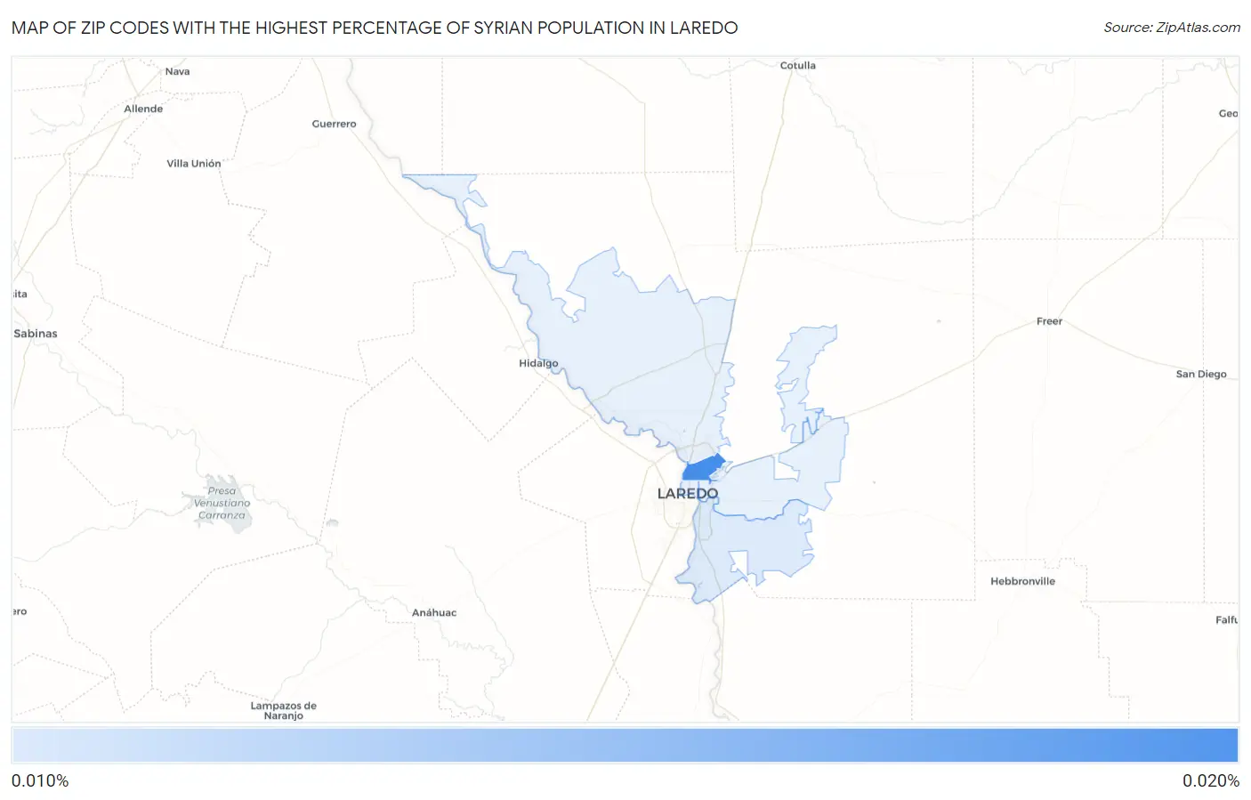 Zip Codes with the Highest Percentage of Syrian Population in Laredo Map