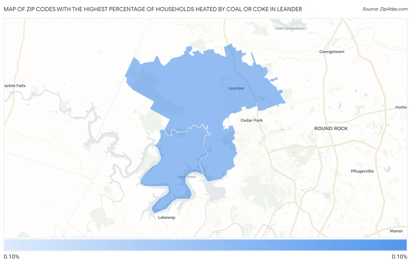 Zip Codes with the Highest Percentage of Households Heated by Coal or Coke in Leander Map