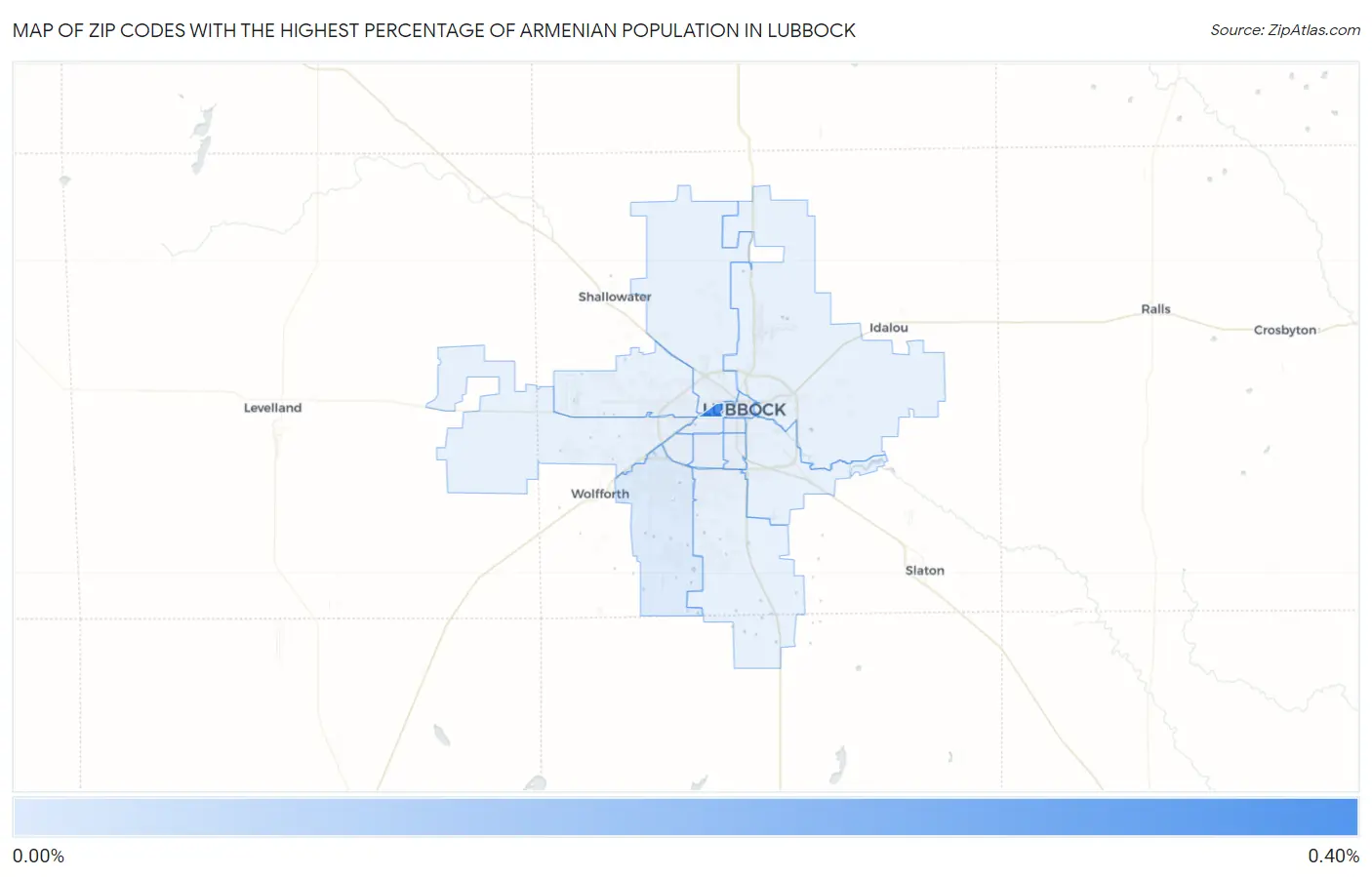 Zip Codes with the Highest Percentage of Armenian Population in Lubbock Map