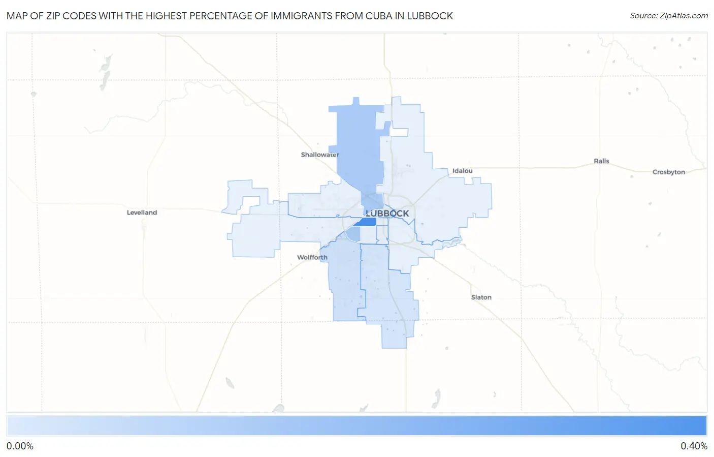 Zip Codes with the Highest Percentage of Immigrants from Cuba in Lubbock Map