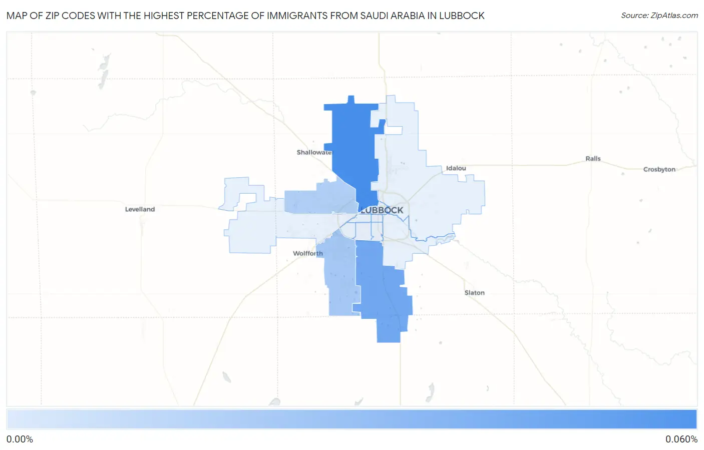 Zip Codes with the Highest Percentage of Immigrants from Saudi Arabia in Lubbock Map