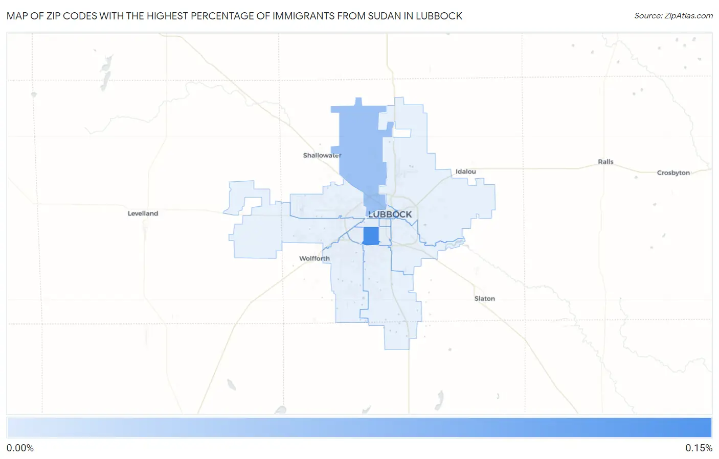 Zip Codes with the Highest Percentage of Immigrants from Sudan in Lubbock Map