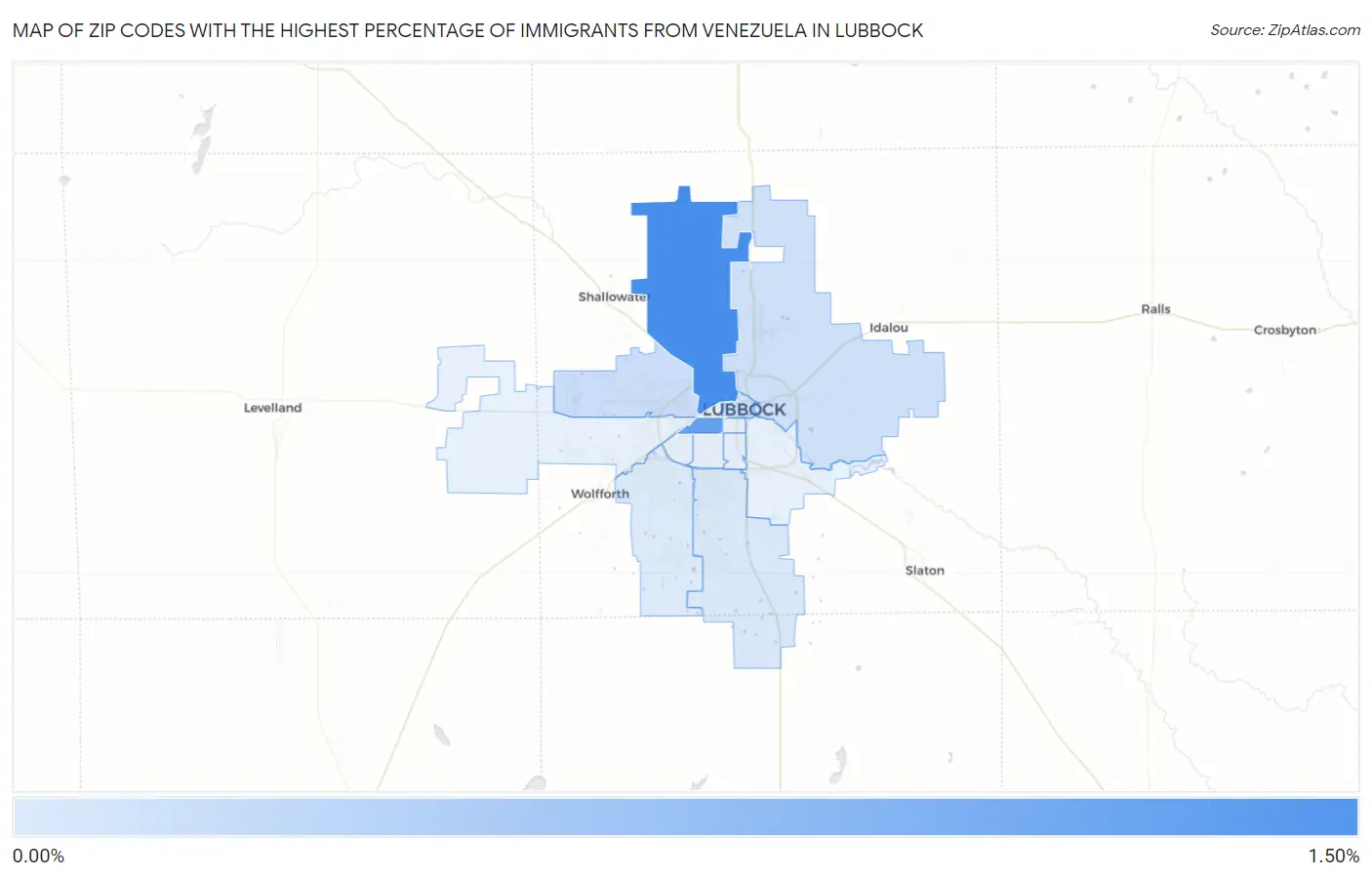 Zip Codes with the Highest Percentage of Immigrants from Venezuela in Lubbock Map