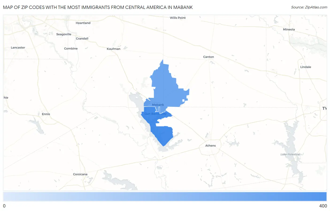 Zip Codes with the Most Immigrants from Central America in Mabank Map