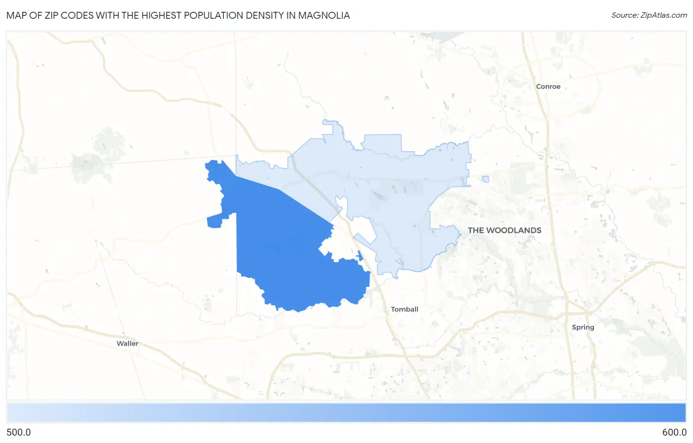 Zip Codes with the Highest Population Density in Magnolia Map