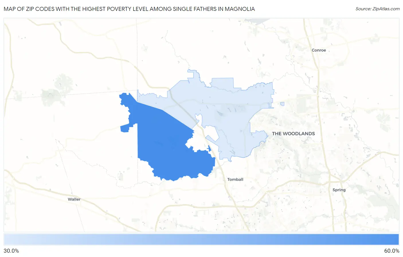 Zip Codes with the Highest Poverty Level Among Single Fathers in Magnolia Map