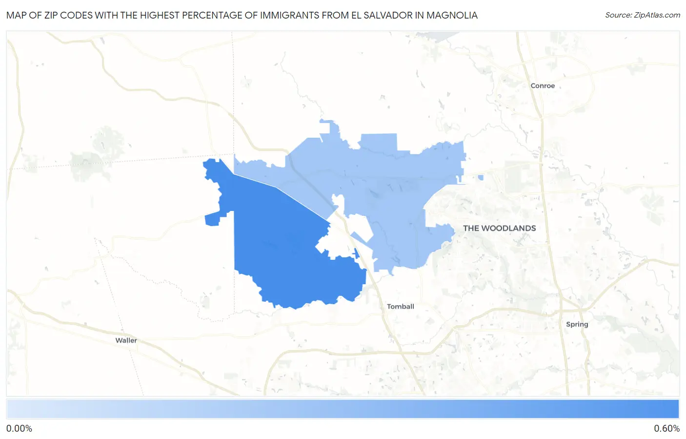 Zip Codes with the Highest Percentage of Immigrants from El Salvador in Magnolia Map