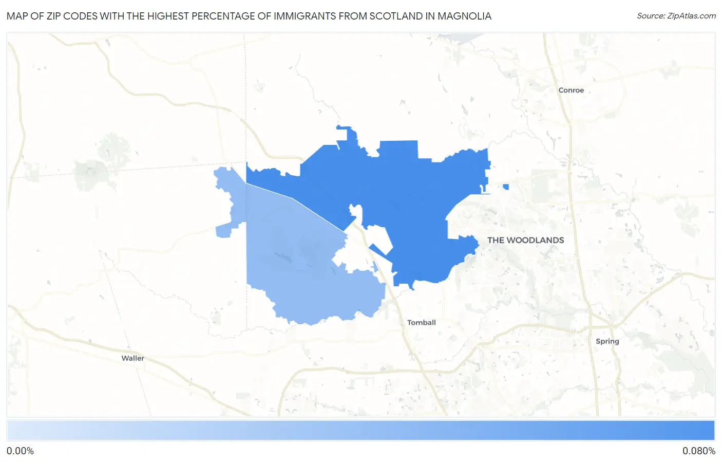 Zip Codes with the Highest Percentage of Immigrants from Scotland in Magnolia Map