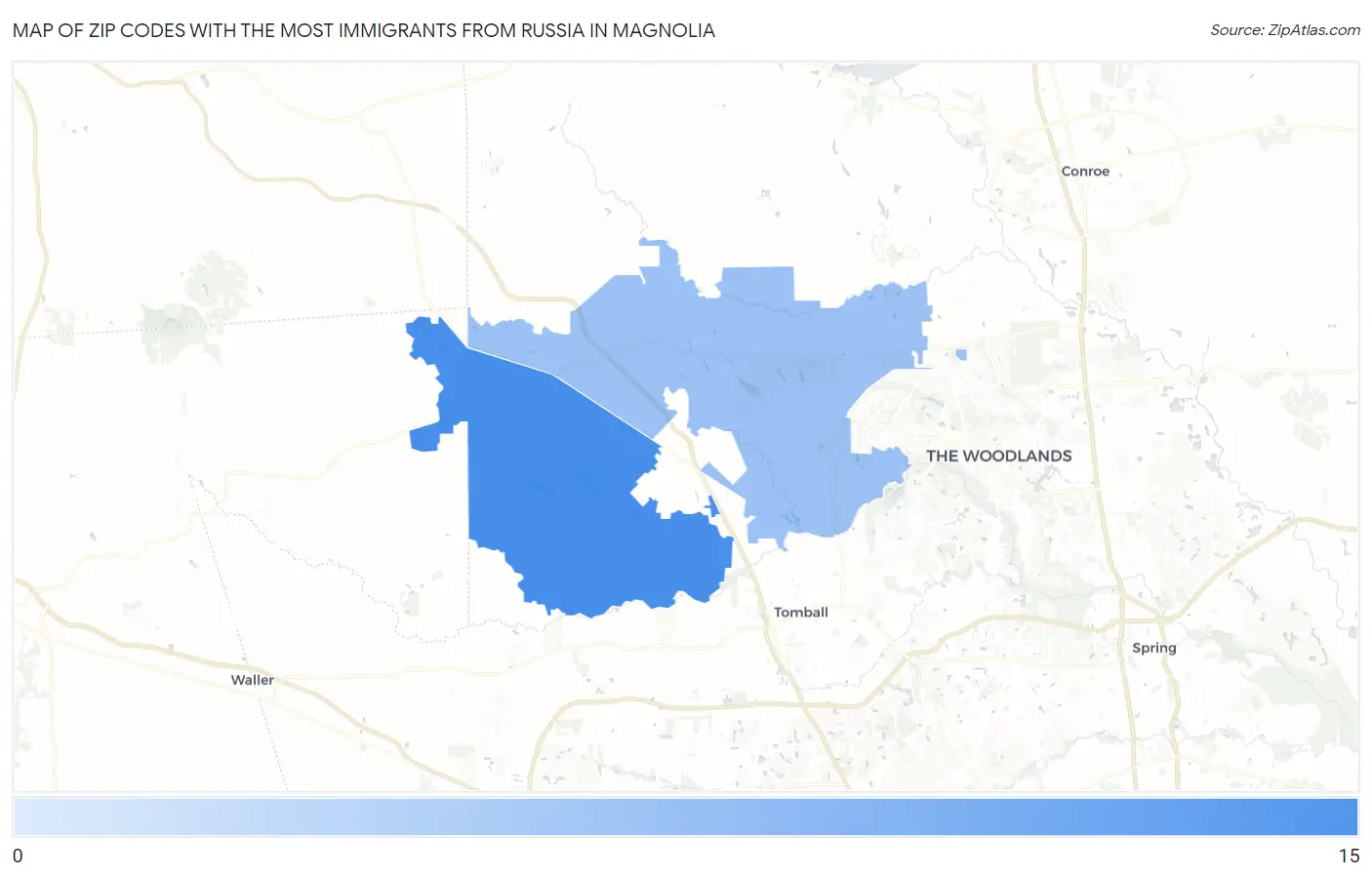 Zip Codes with the Most Immigrants from Russia in Magnolia Map