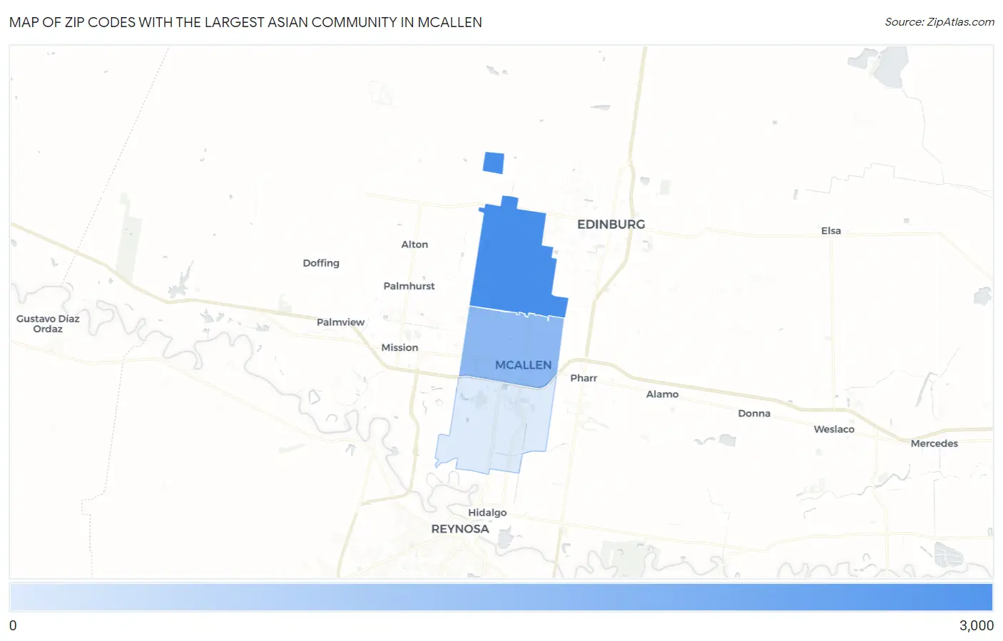 Zip Codes with the Largest Asian Community in Mcallen Map