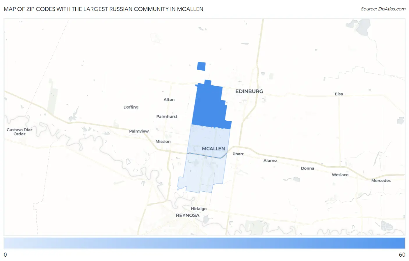 Zip Codes with the Largest Russian Community in Mcallen Map