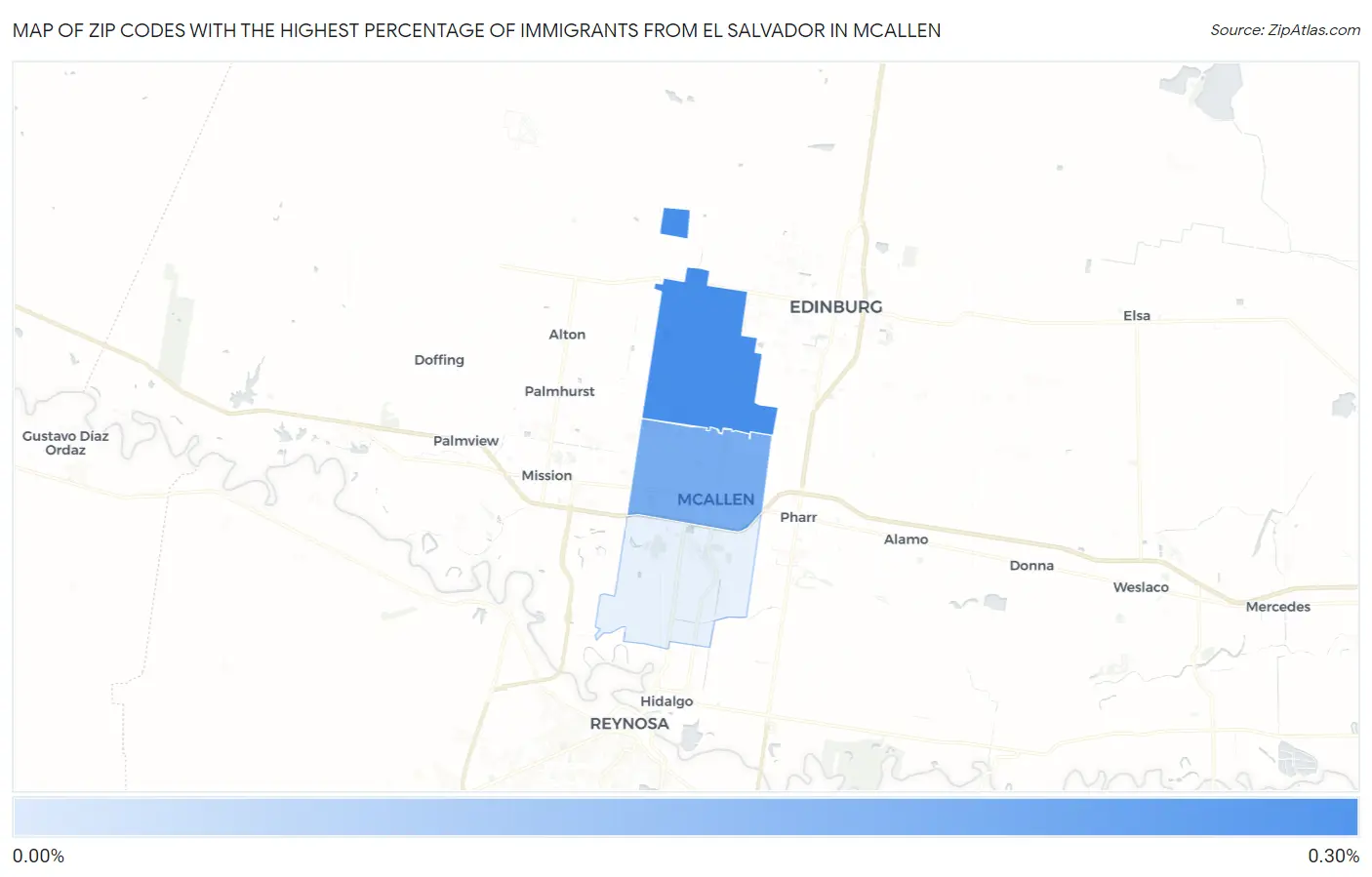 Zip Codes with the Highest Percentage of Immigrants from El Salvador in Mcallen Map