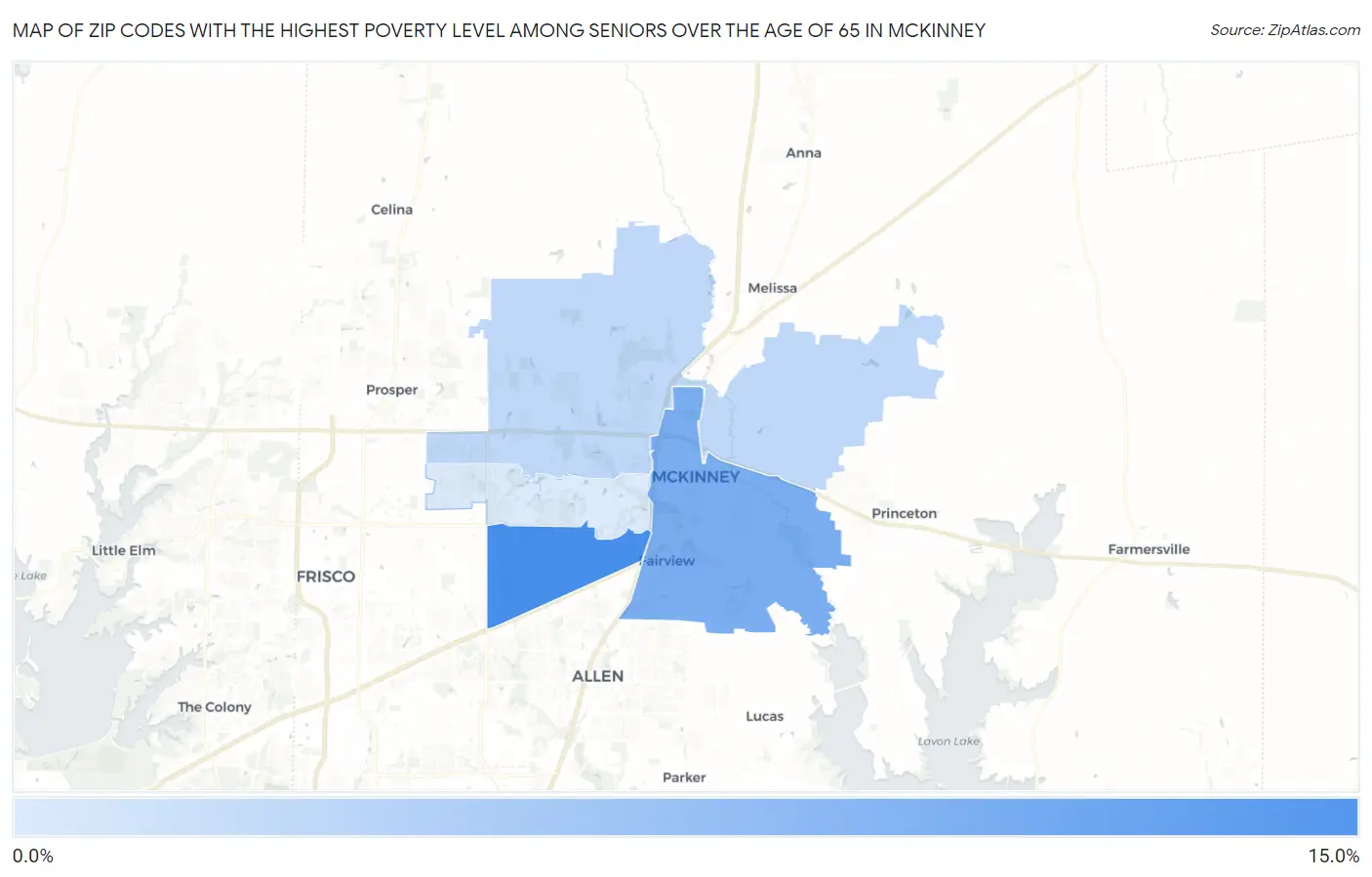 Zip Codes with the Highest Poverty Level Among Seniors Over the Age of 65 in Mckinney Map