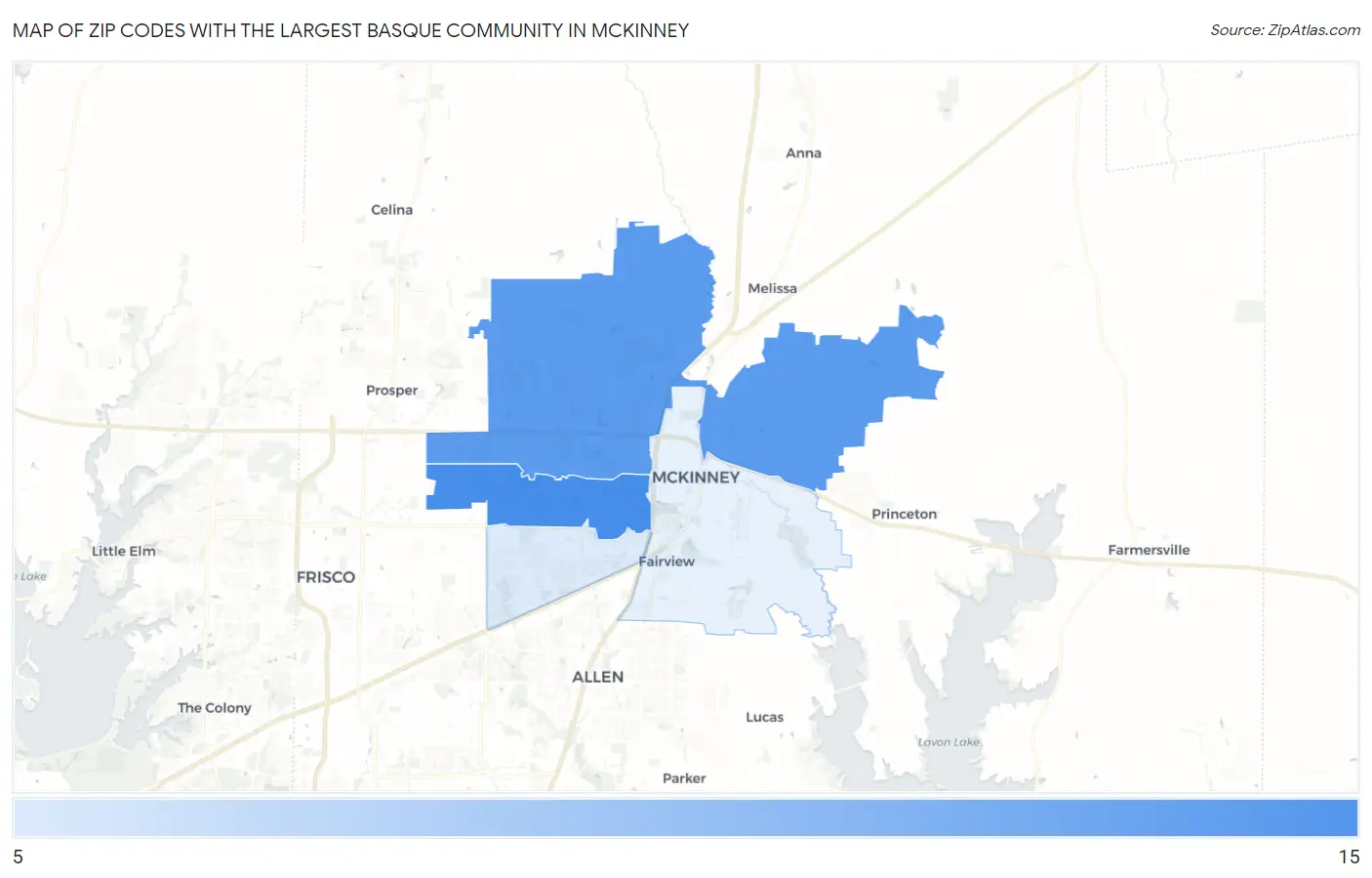 Zip Codes with the Largest Basque Community in Mckinney Map
