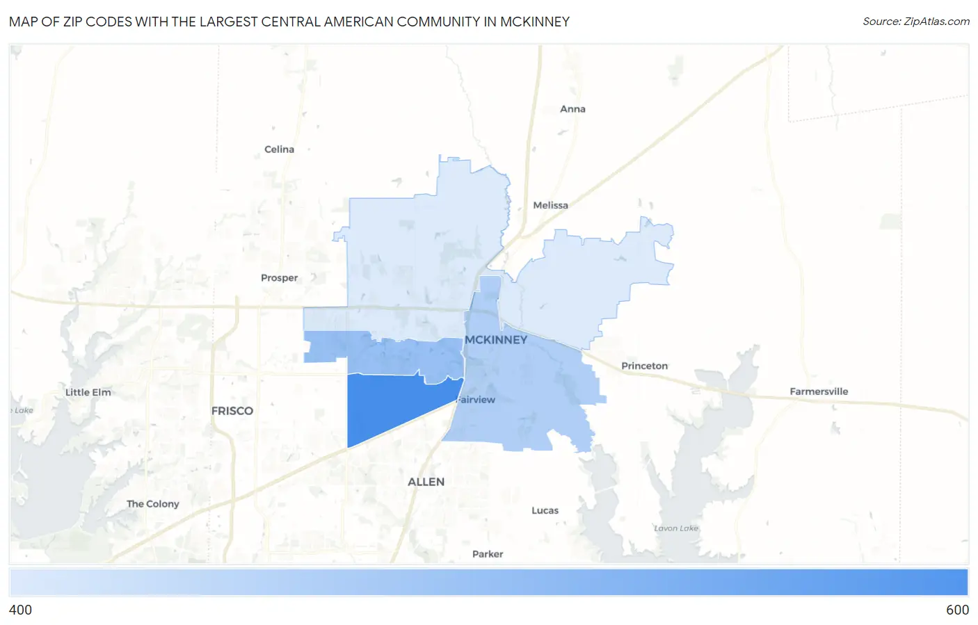 Zip Codes with the Largest Central American Community in Mckinney Map