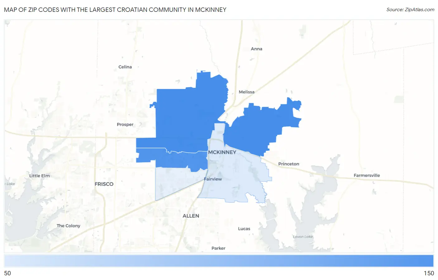 Zip Codes with the Largest Croatian Community in Mckinney Map