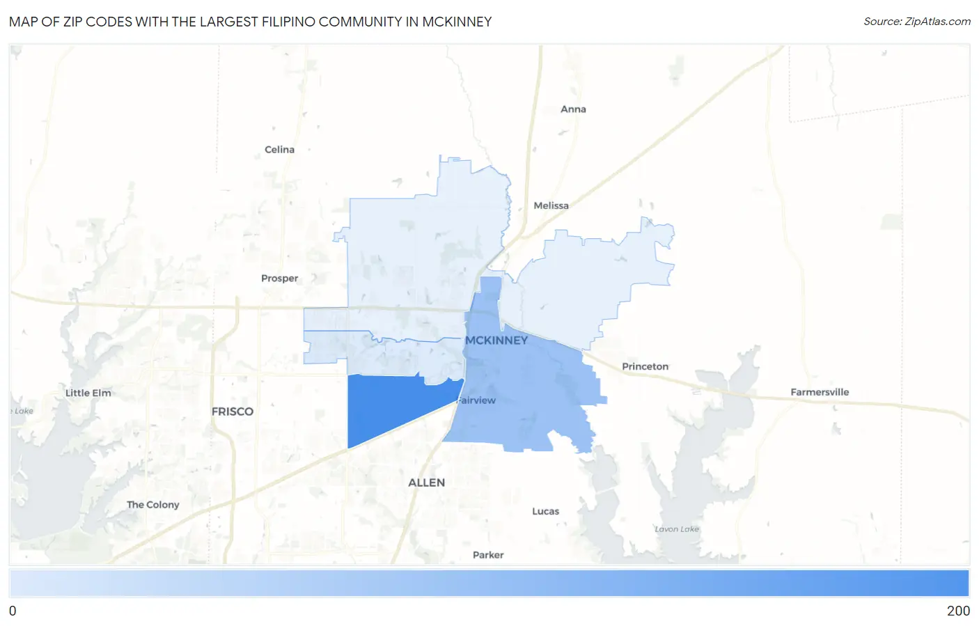 Zip Codes with the Largest Filipino Community in Mckinney Map