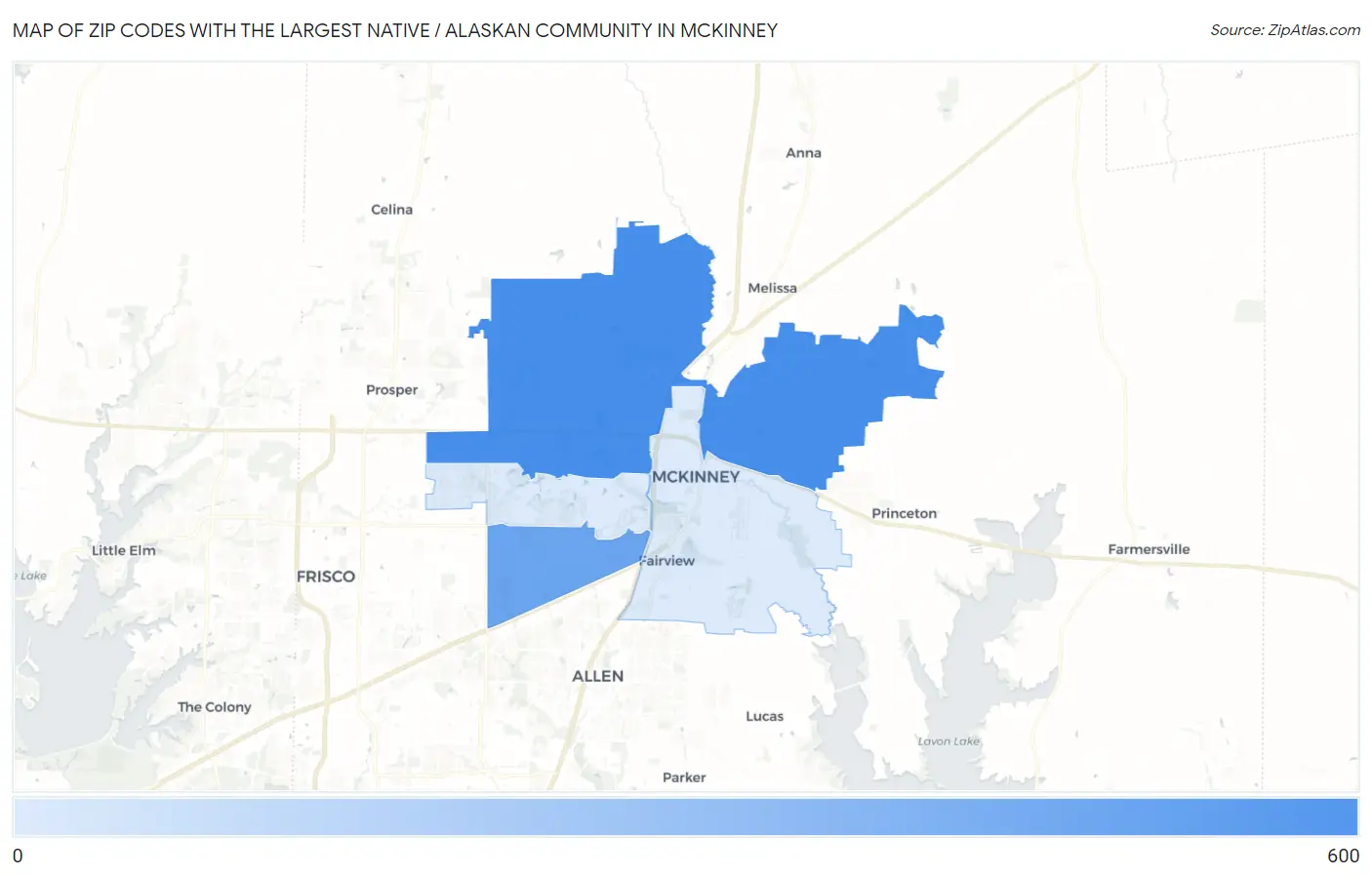 Zip Codes with the Largest Native / Alaskan Community in Mckinney Map