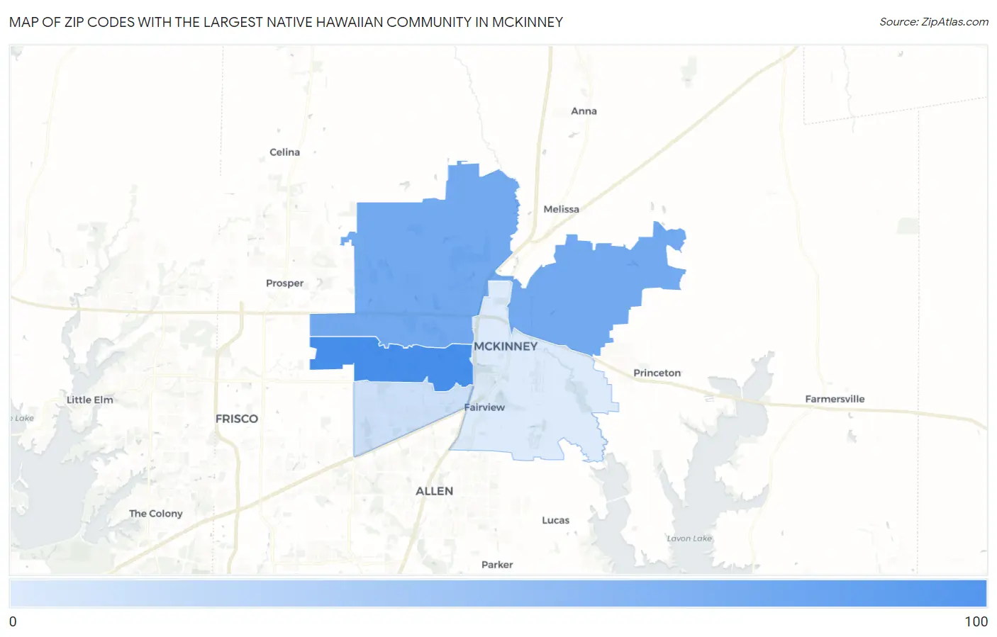 Zip Codes with the Largest Native Hawaiian Community in Mckinney Map