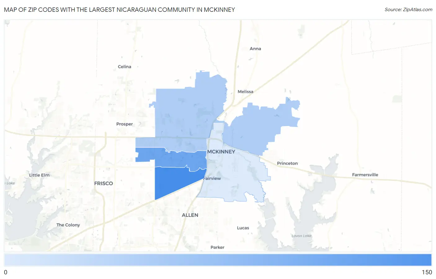 Zip Codes with the Largest Nicaraguan Community in Mckinney Map