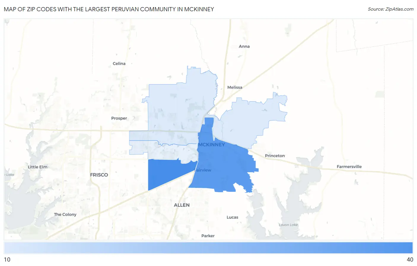 Zip Codes with the Largest Peruvian Community in Mckinney Map