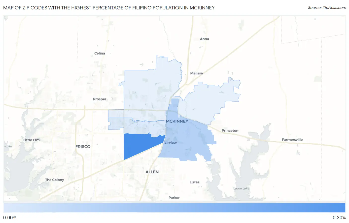 Zip Codes with the Highest Percentage of Filipino Population in Mckinney Map