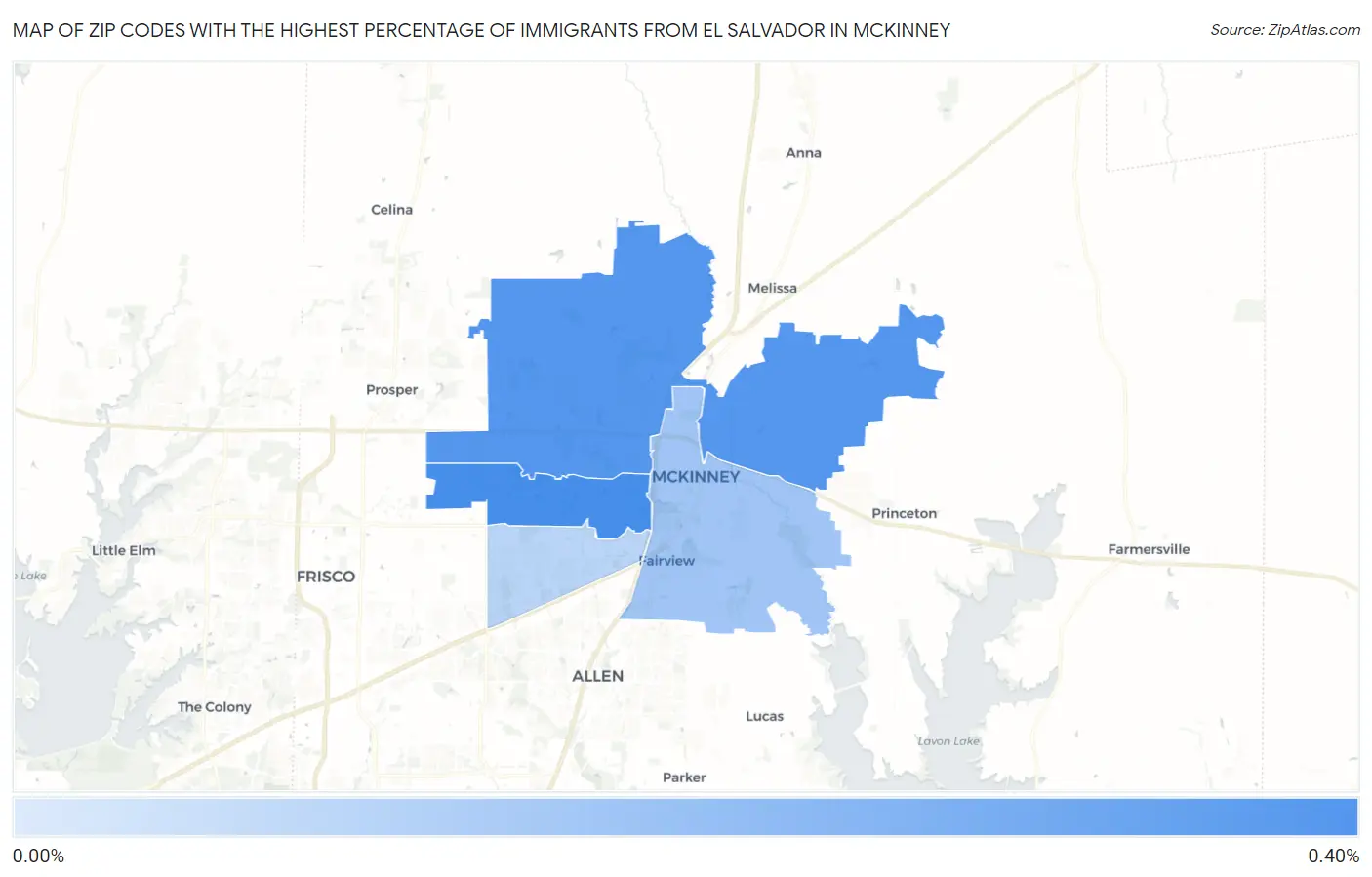 Zip Codes with the Highest Percentage of Immigrants from El Salvador in Mckinney Map