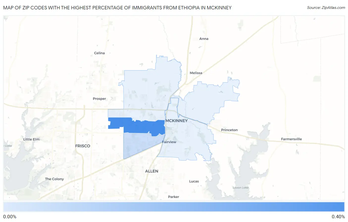 Zip Codes with the Highest Percentage of Immigrants from Ethiopia in Mckinney Map
