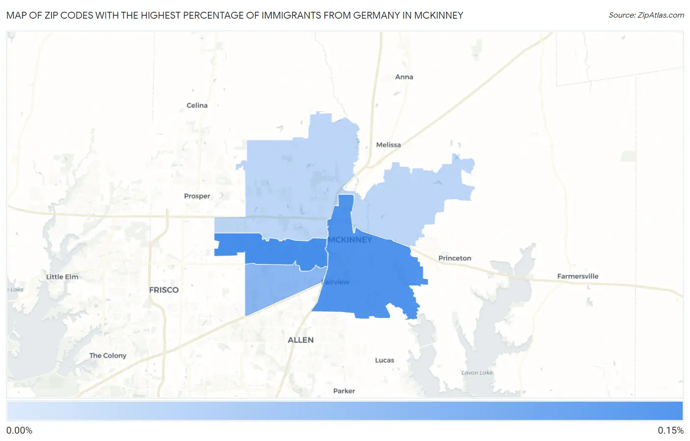 Zip Codes with the Highest Percentage of Immigrants from Germany in Mckinney Map
