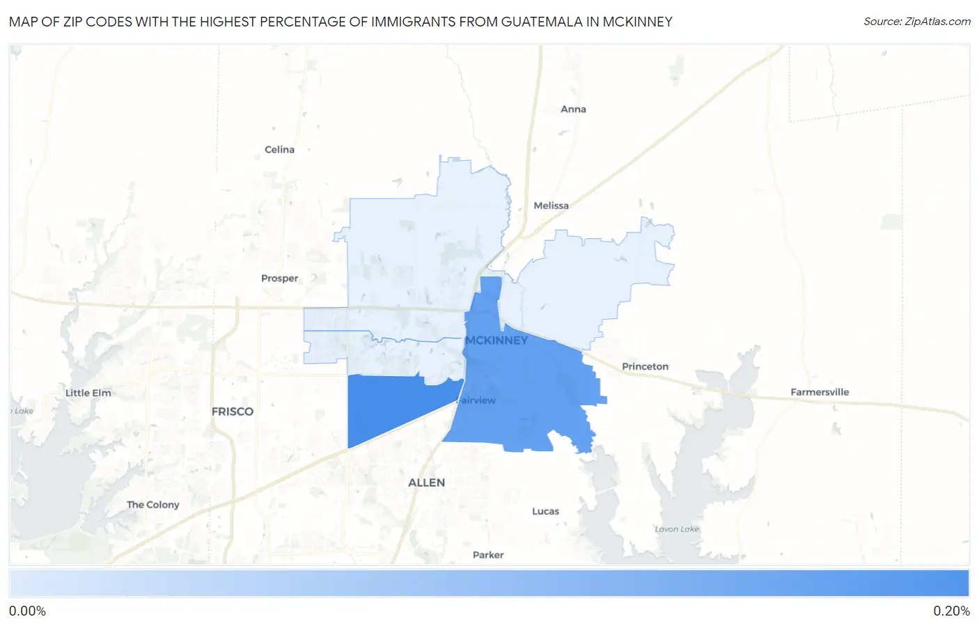 Zip Codes with the Highest Percentage of Immigrants from Guatemala in Mckinney Map