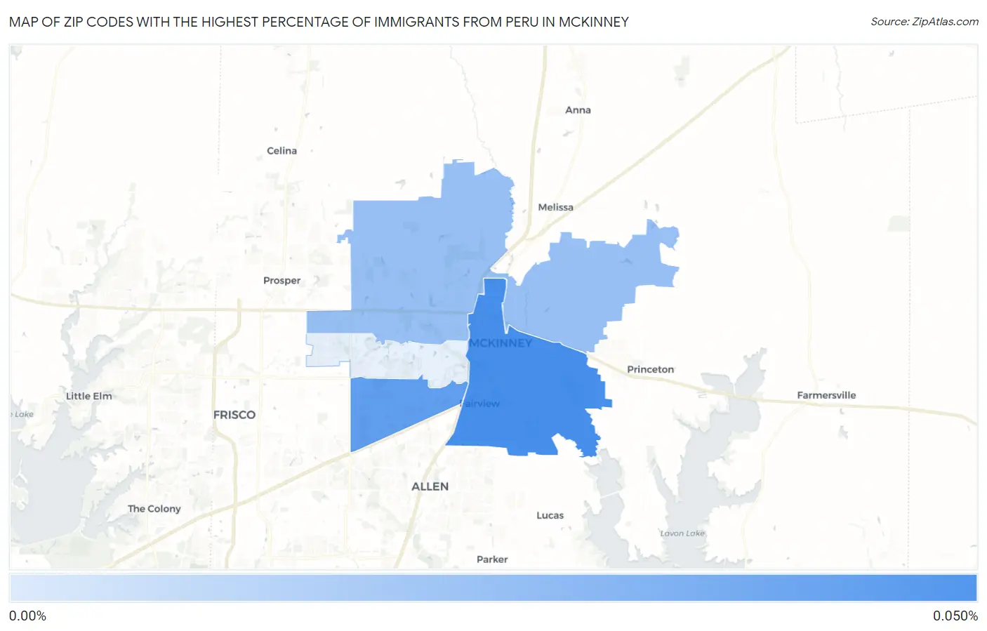 Zip Codes with the Highest Percentage of Immigrants from Peru in Mckinney Map