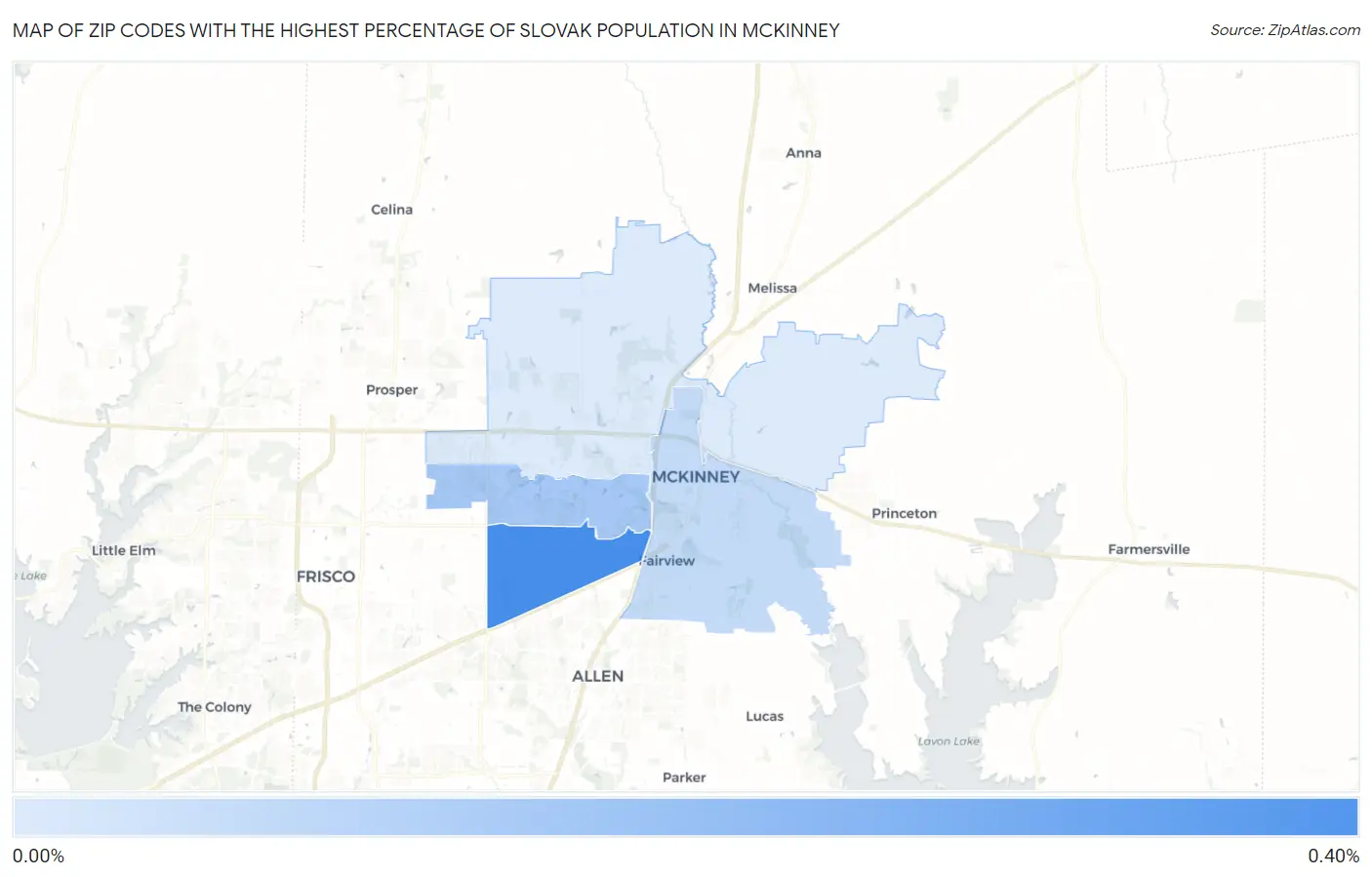 Zip Codes with the Highest Percentage of Slovak Population in Mckinney Map