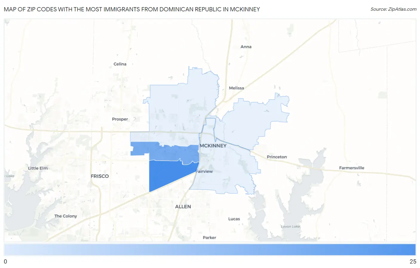 Zip Codes with the Most Immigrants from Dominican Republic in Mckinney Map