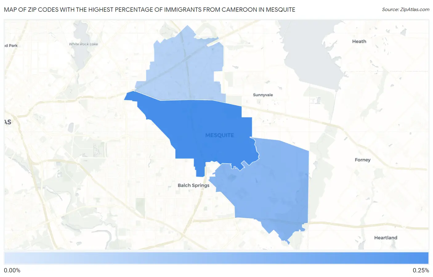 Zip Codes with the Highest Percentage of Immigrants from Cameroon in Mesquite Map