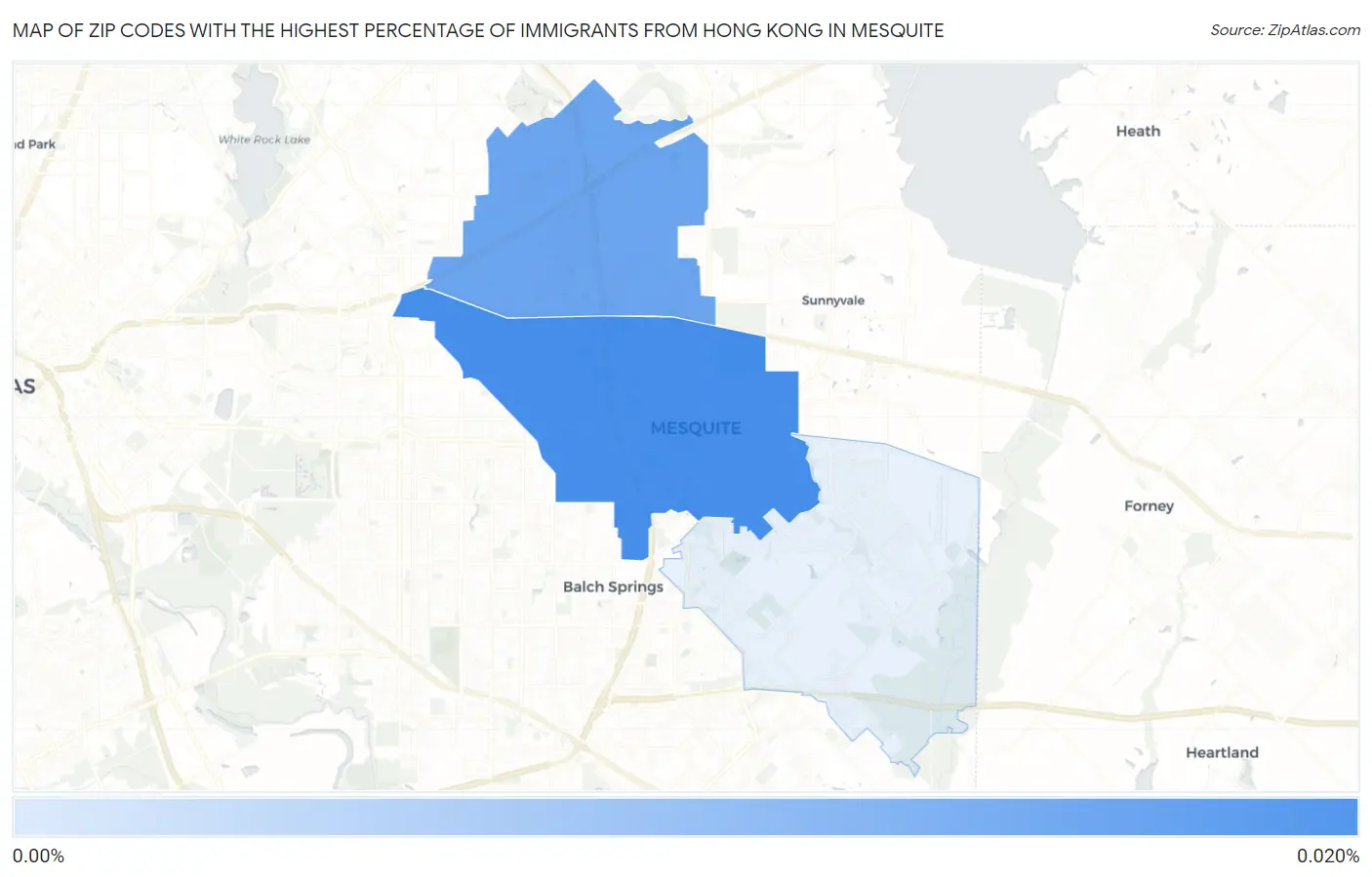 Zip Codes with the Highest Percentage of Immigrants from Hong Kong in Mesquite Map