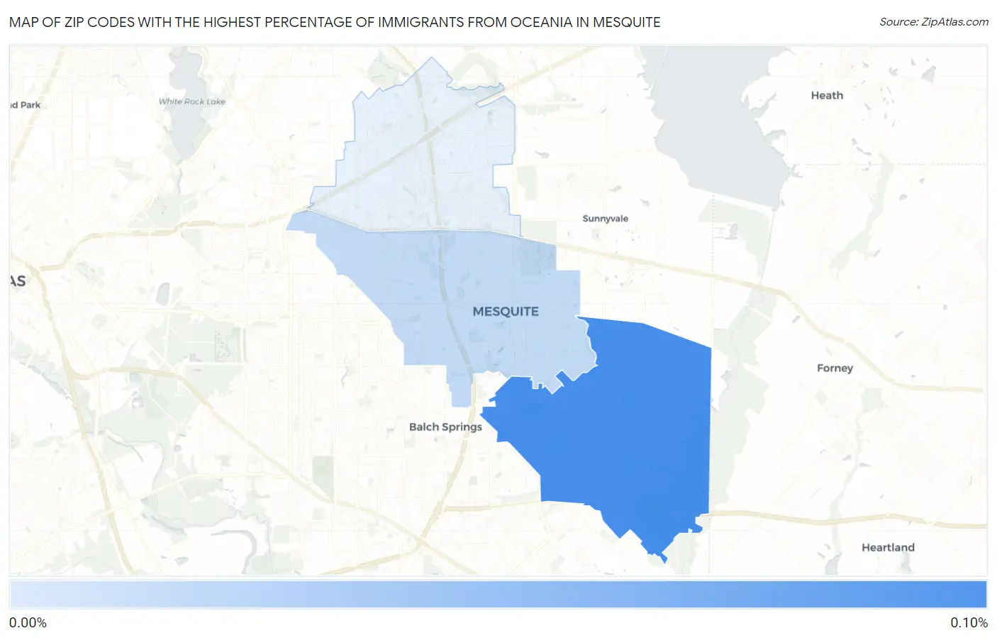 Zip Codes with the Highest Percentage of Immigrants from Oceania in Mesquite Map