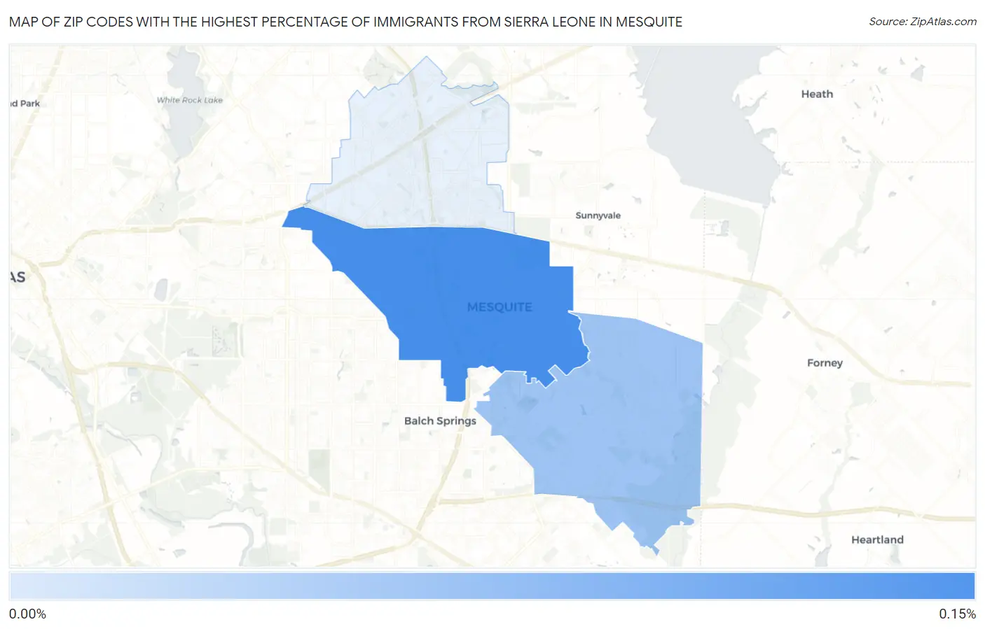 Zip Codes with the Highest Percentage of Immigrants from Sierra Leone in Mesquite Map