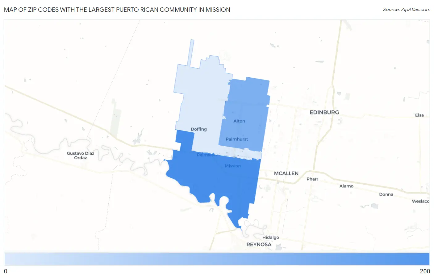 Zip Codes with the Largest Puerto Rican Community in Mission Map