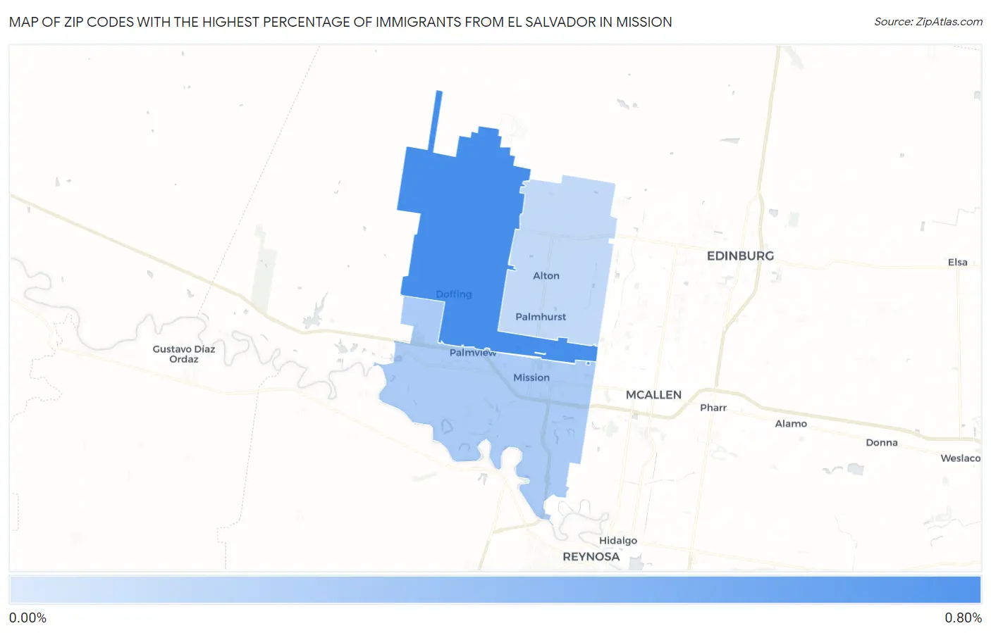 Zip Codes with the Highest Percentage of Immigrants from El Salvador in Mission Map