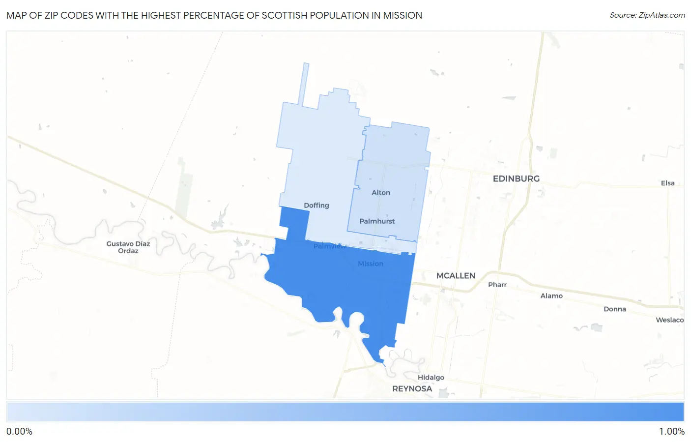 Zip Codes with the Highest Percentage of Scottish Population in Mission Map