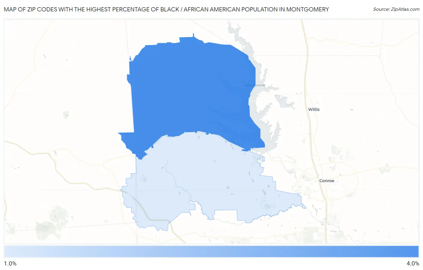 Zip Codes with the Highest Percentage of Black / African American Population in Montgomery Map