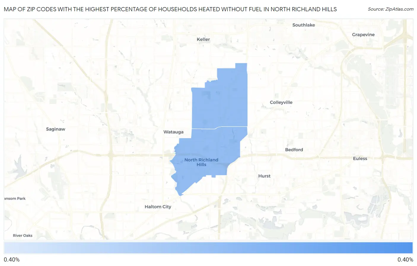Zip Codes with the Highest Percentage of Households Heated without Fuel in North Richland Hills Map
