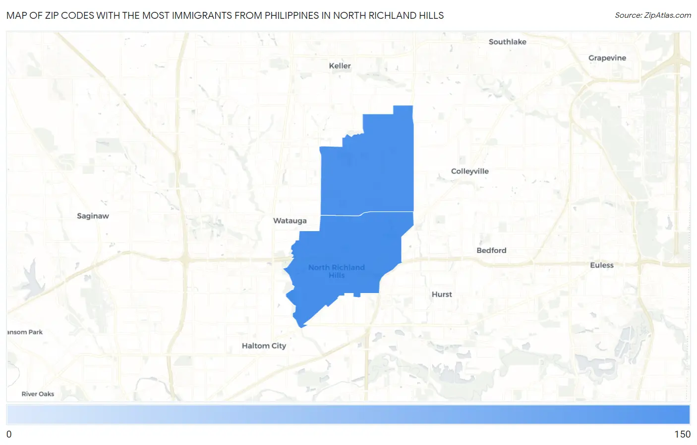 Zip Codes with the Most Immigrants from Philippines in North Richland Hills Map