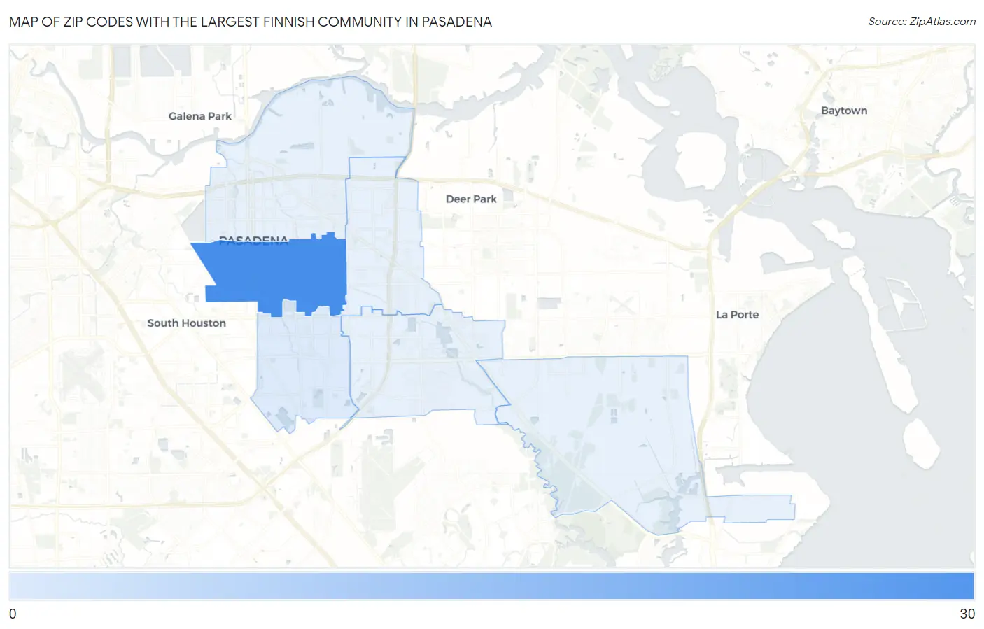 Zip Codes with the Largest Finnish Community in Pasadena Map