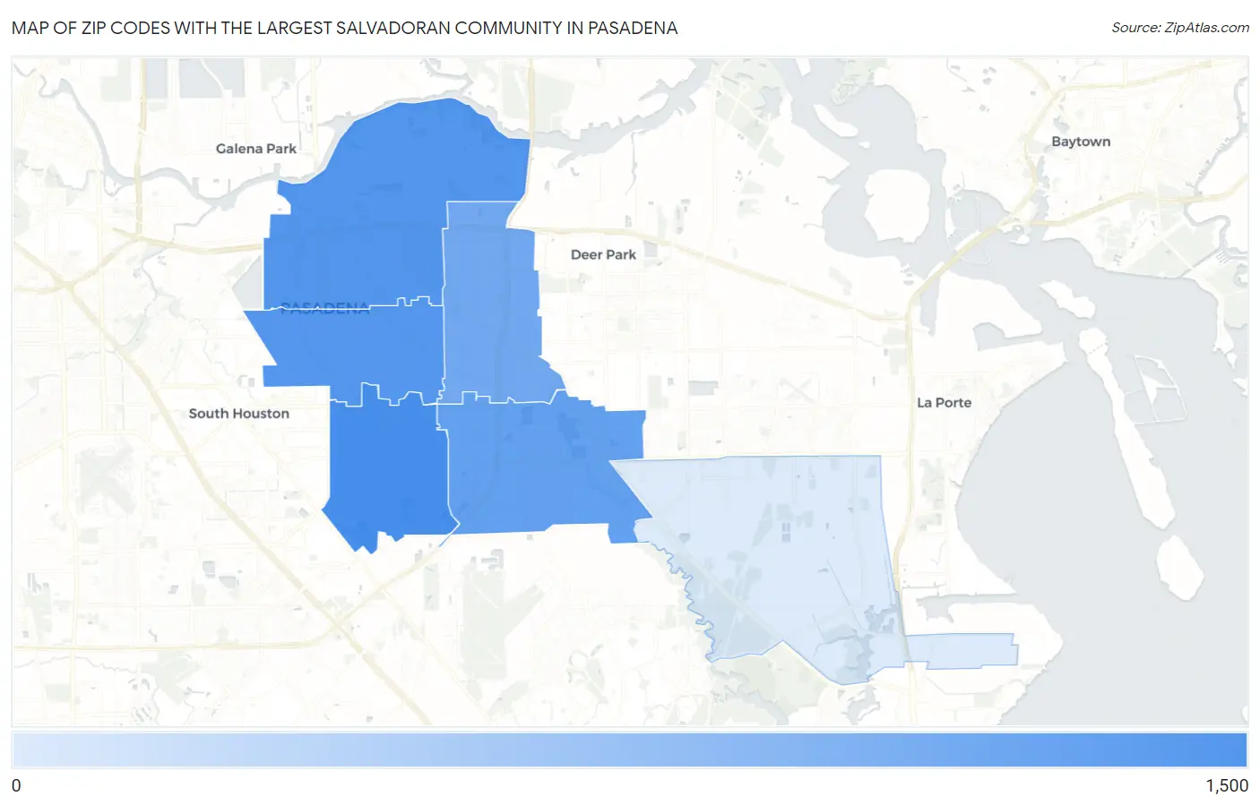 Zip Codes with the Largest Salvadoran Community in Pasadena Map