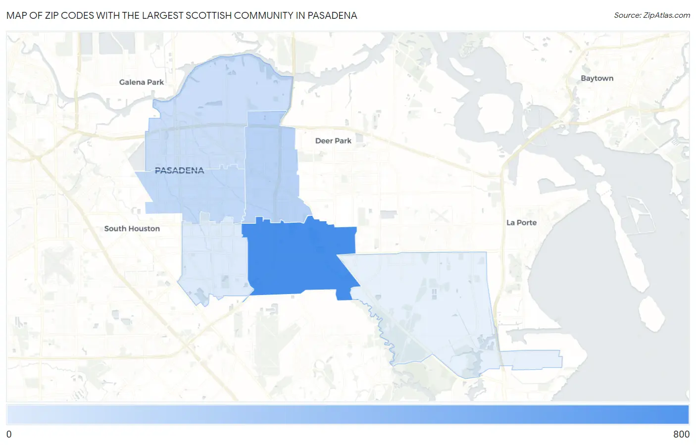 Zip Codes with the Largest Scottish Community in Pasadena Map
