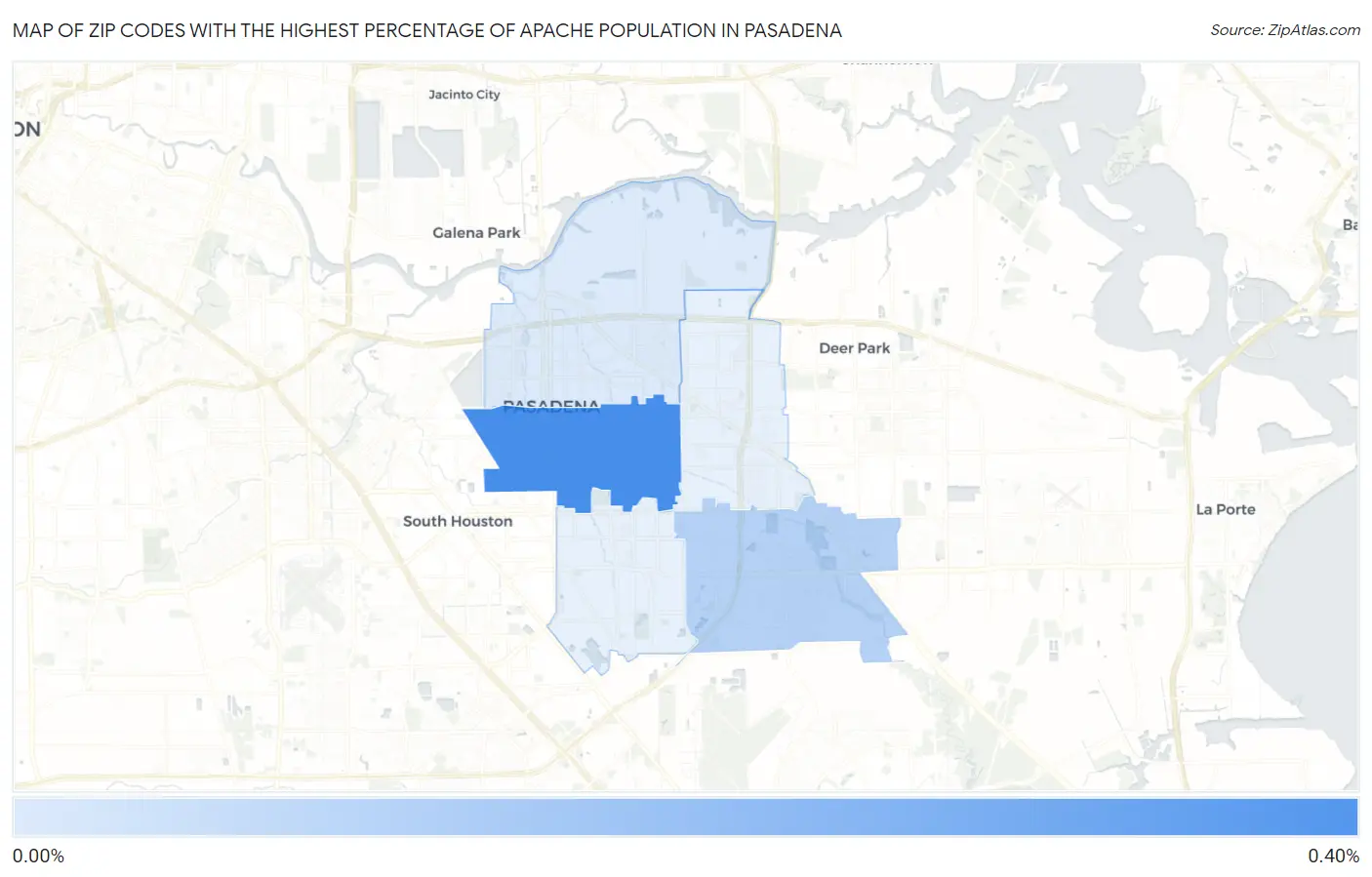 Zip Codes with the Highest Percentage of Apache Population in Pasadena Map