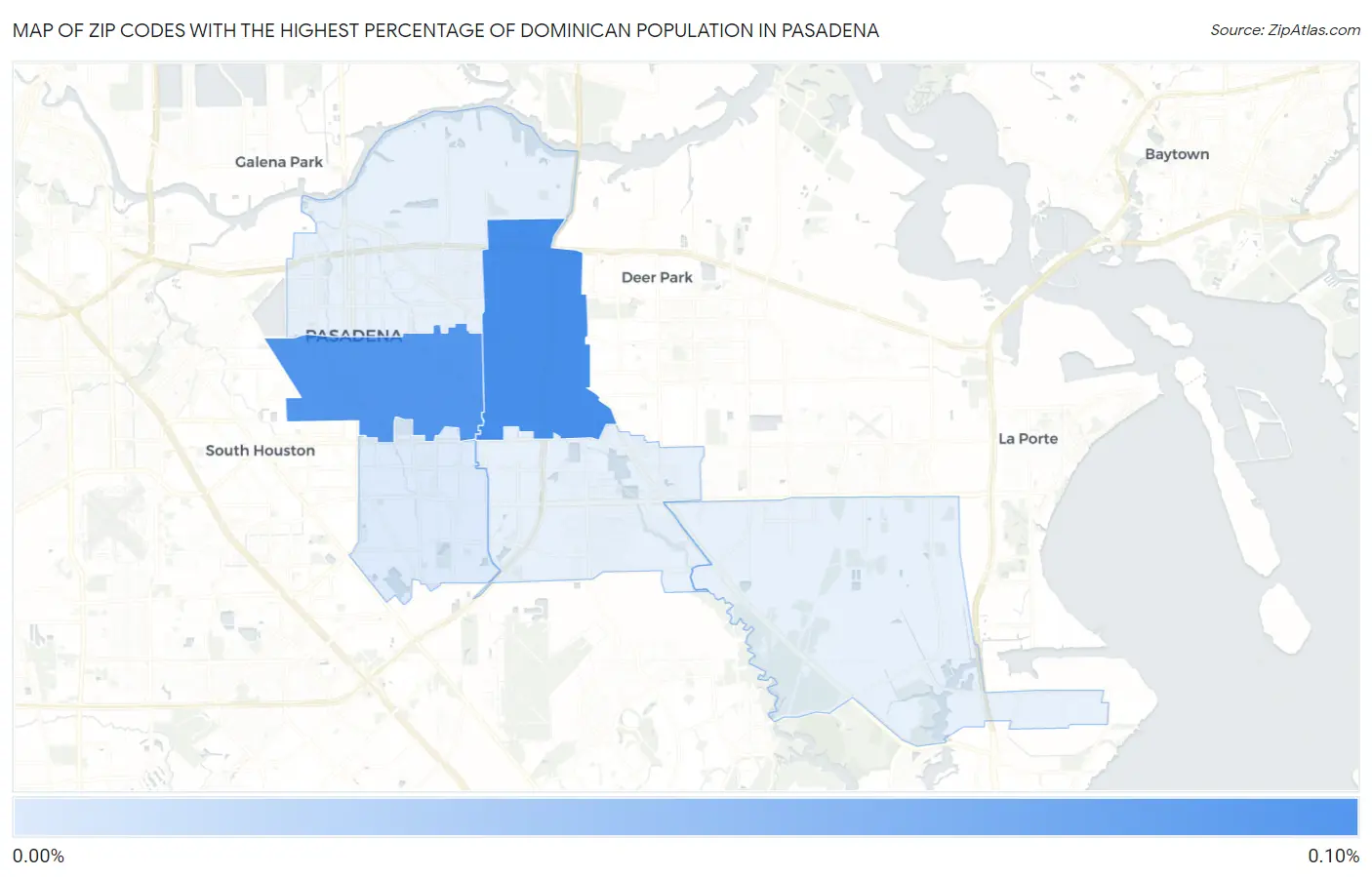 Zip Codes with the Highest Percentage of Dominican Population in Pasadena Map