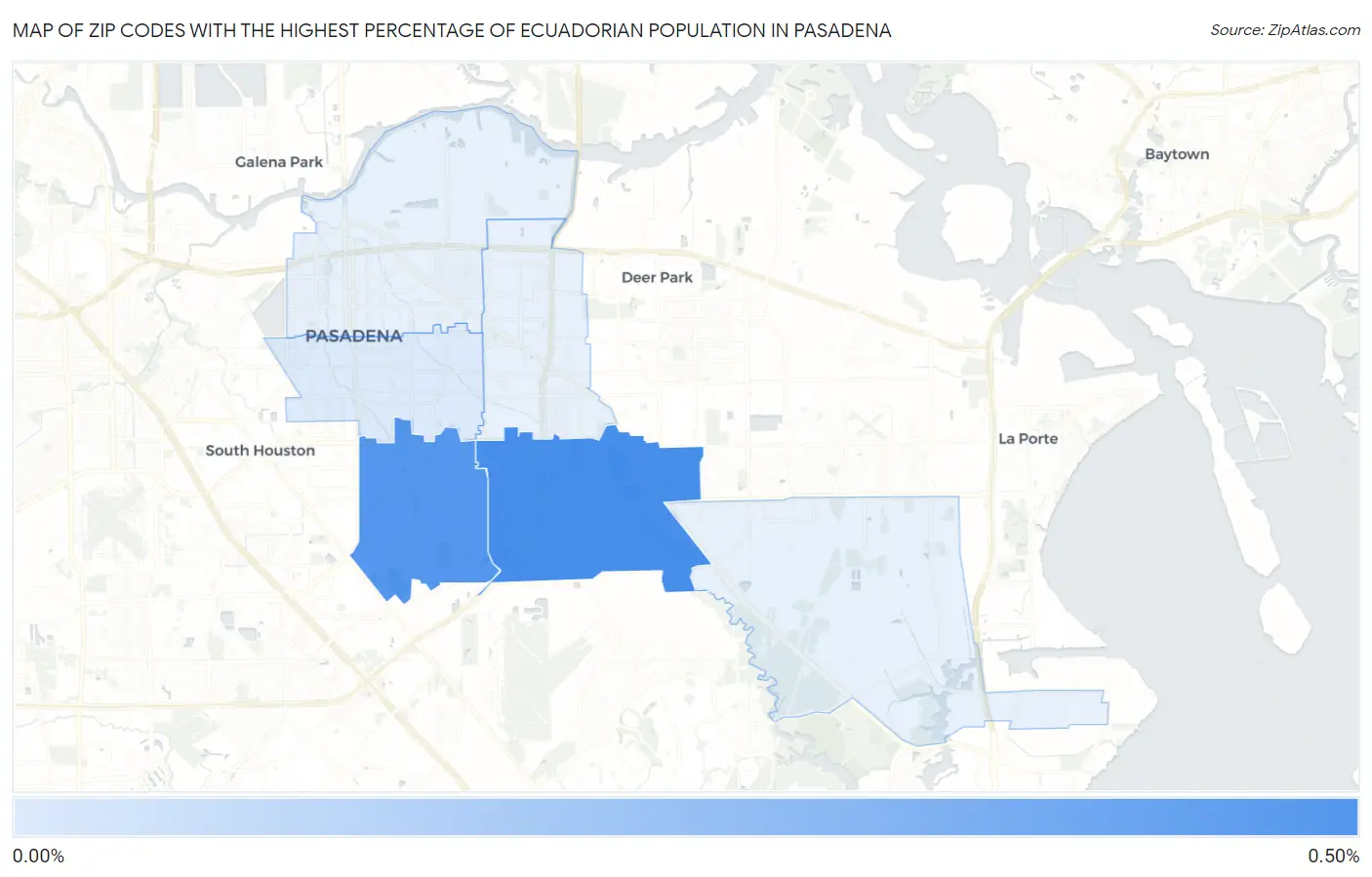 Zip Codes with the Highest Percentage of Ecuadorian Population in Pasadena Map
