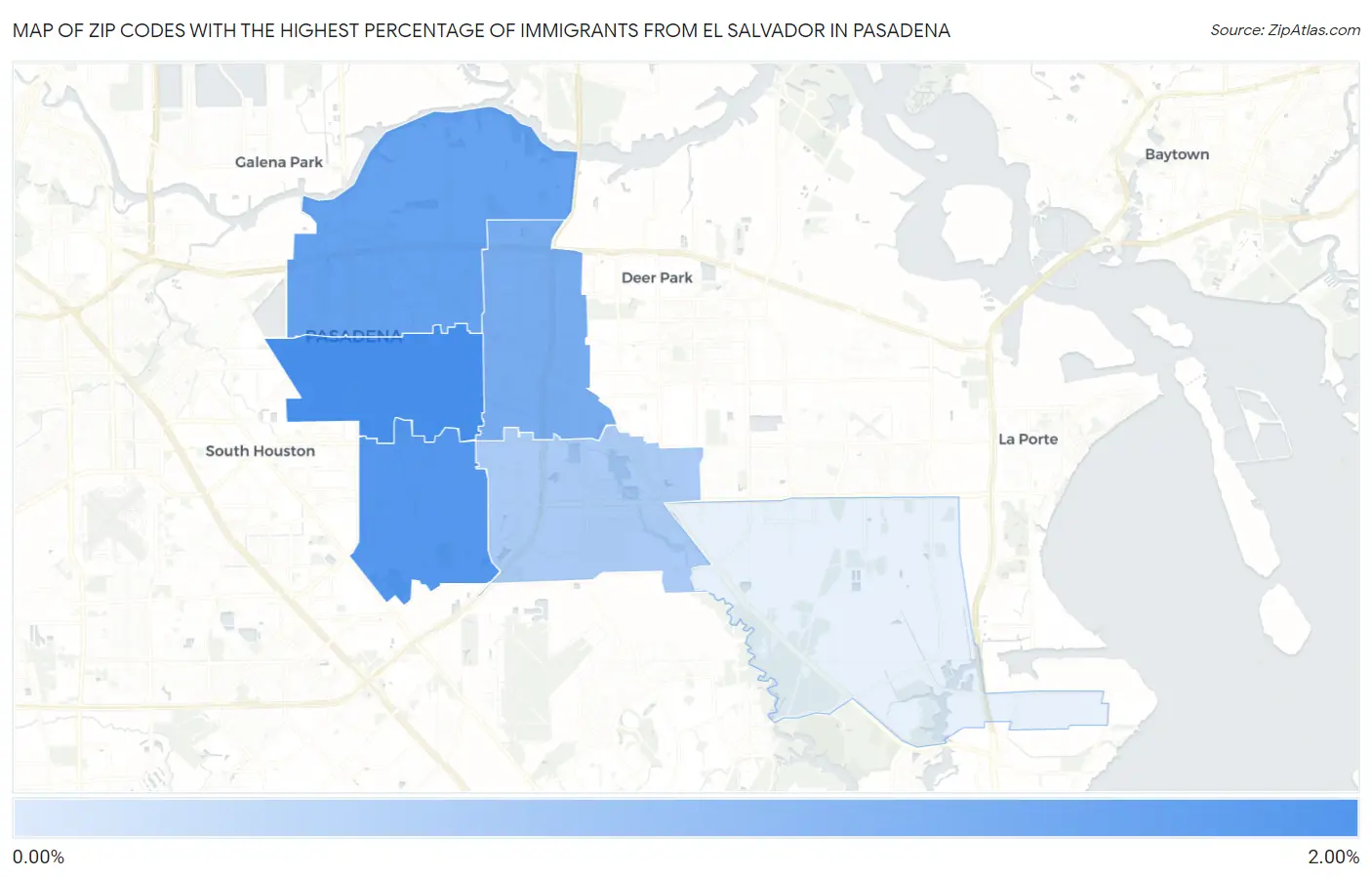 Zip Codes with the Highest Percentage of Immigrants from El Salvador in Pasadena Map